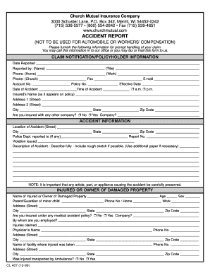 Church Mutual Accident Report Form