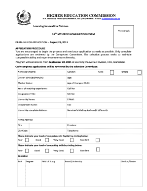 Higher Education Commission Form