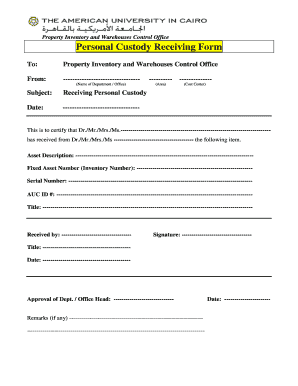 Receiving Custody Form