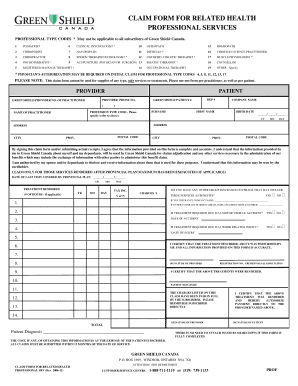  Green Shield Printable Claim Forms 2006