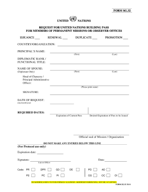 Revised Form SG 32 Permanent Missions to the United Nations Un