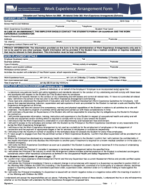 Work Experience Arrangement Form