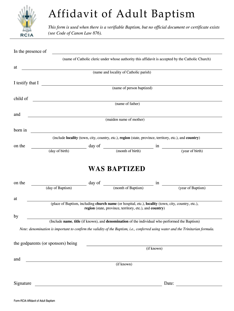 Affidavit of Baptism Form: get and sign the form in seconds