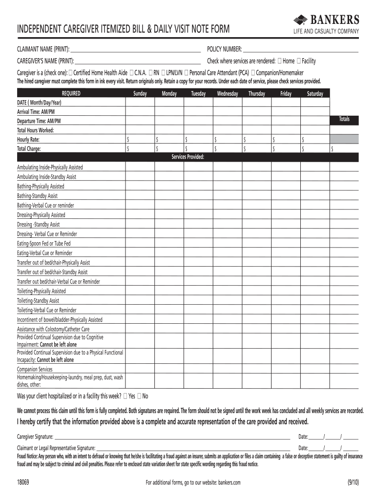  Home Health Care Daily Log Template 2010-2024