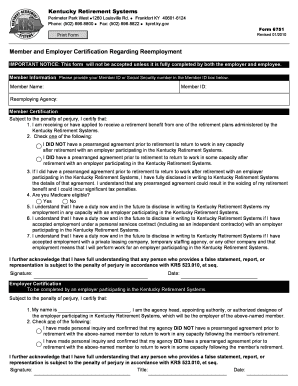 Kentucky Retirement System Form 6751