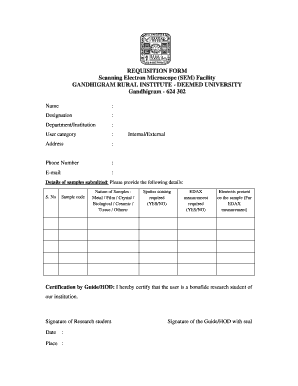 Gandhigram University Instrument Facility  Form