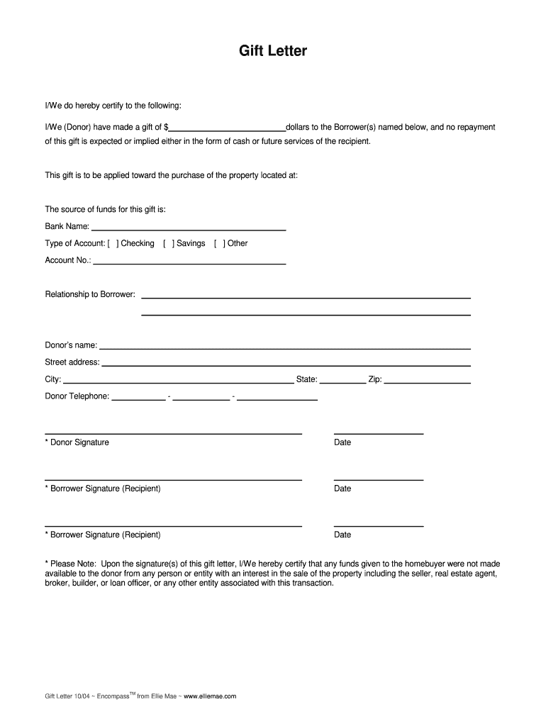 Real Estate Gift Letter from www.signnow.com