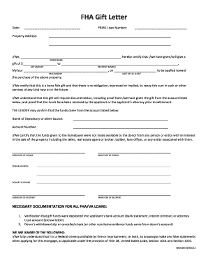 Fha Gift Letter  Form