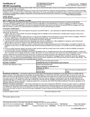 Certificate of HECM Counseling HUD Entp Hud  Form