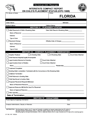 ICPC 100B Florida39s Center for Child Welfare  Form