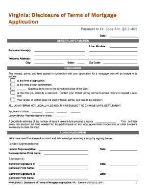 Virginia Disclosure of Terms of Mortgage Application InterBank  Form