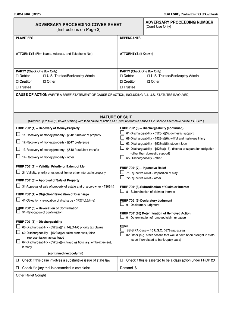 FORM 104 1006 NoticeOfSales  Cacb Uscourts