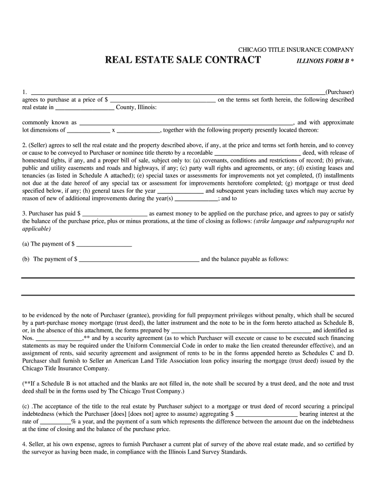 Illinois Real Estate Contract  Form