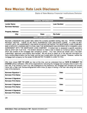 New Mexico Rate Lock Disclosure InterBank  Form