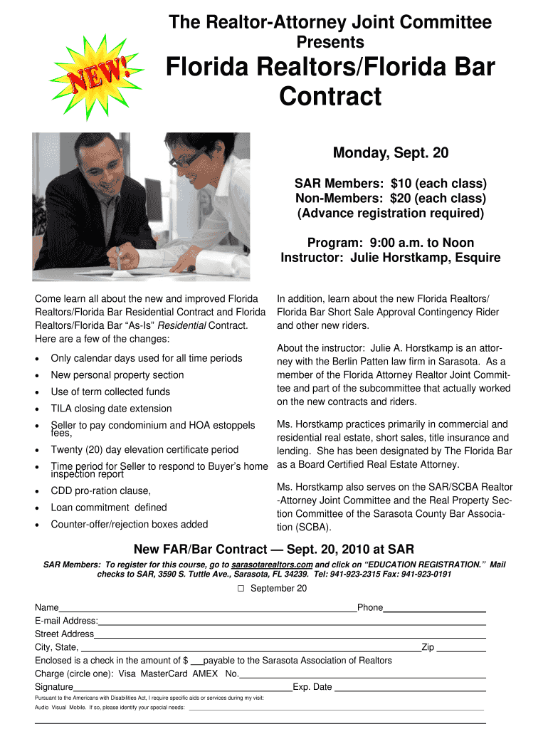 Florida RealtorsFlorida Bar Contract  Sarasota Association of  Form