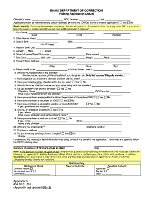 Get and Sign Idoc Visitation Form 2012