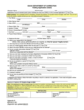  Idoc Visitation Form 2012