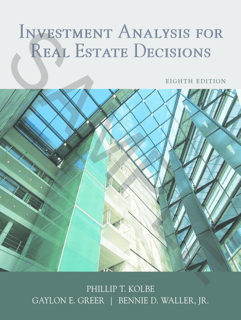 Investment Analysis for Real Estate Decisions PDF  Form