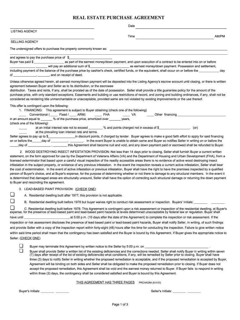 Get and Sign Bloomington Normal Assoc of Realtors Purchase Agreement 2003-2022 Form