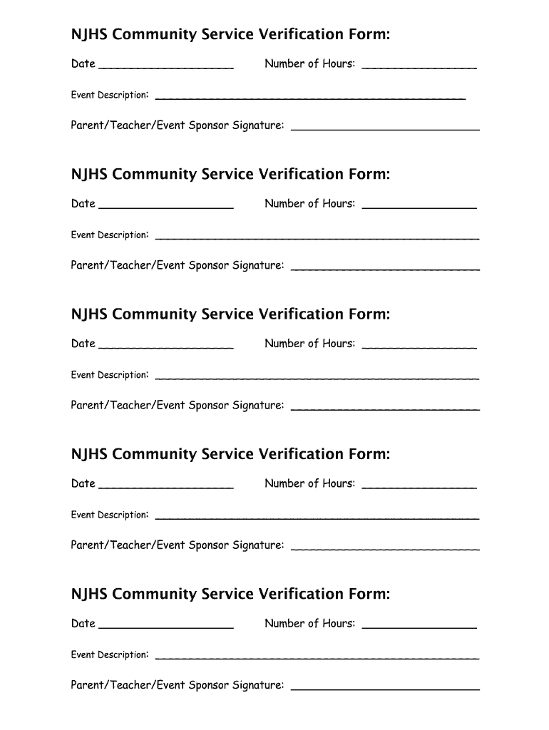 Volunteer Sheet  Form