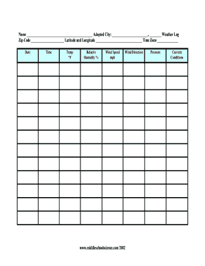 Weather Log  Form