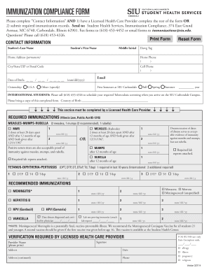 Seafarers International Union Immunization Form