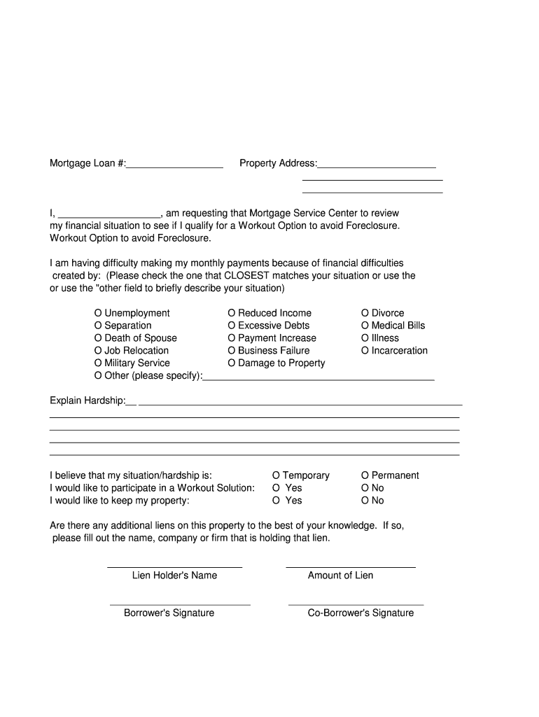 Workout Option Request Form