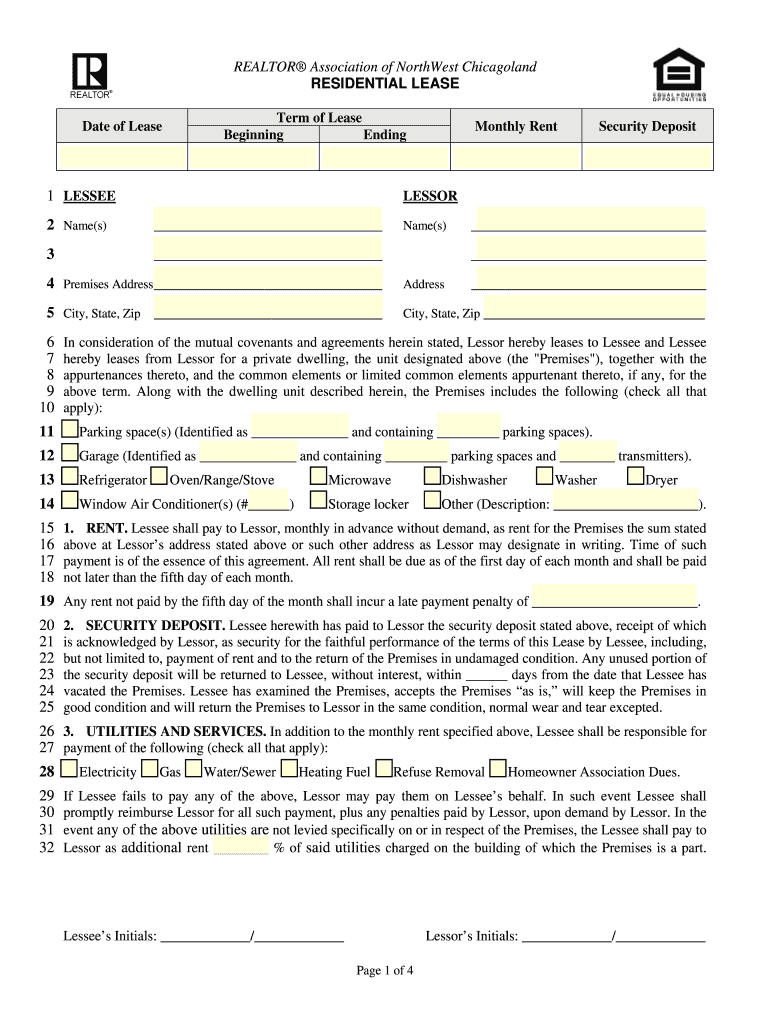 Chicago Residential Lease PDF  Form