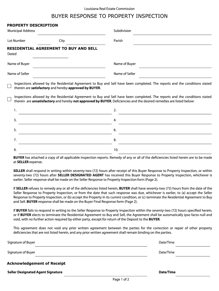 Inspection Response Form