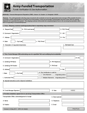 Army Funded Transportation Form