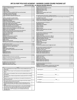 Jrtc Packing List  Form