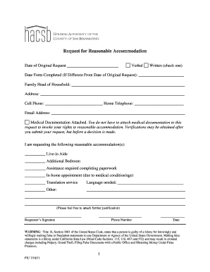 California Request Reasonable Accommodation Form