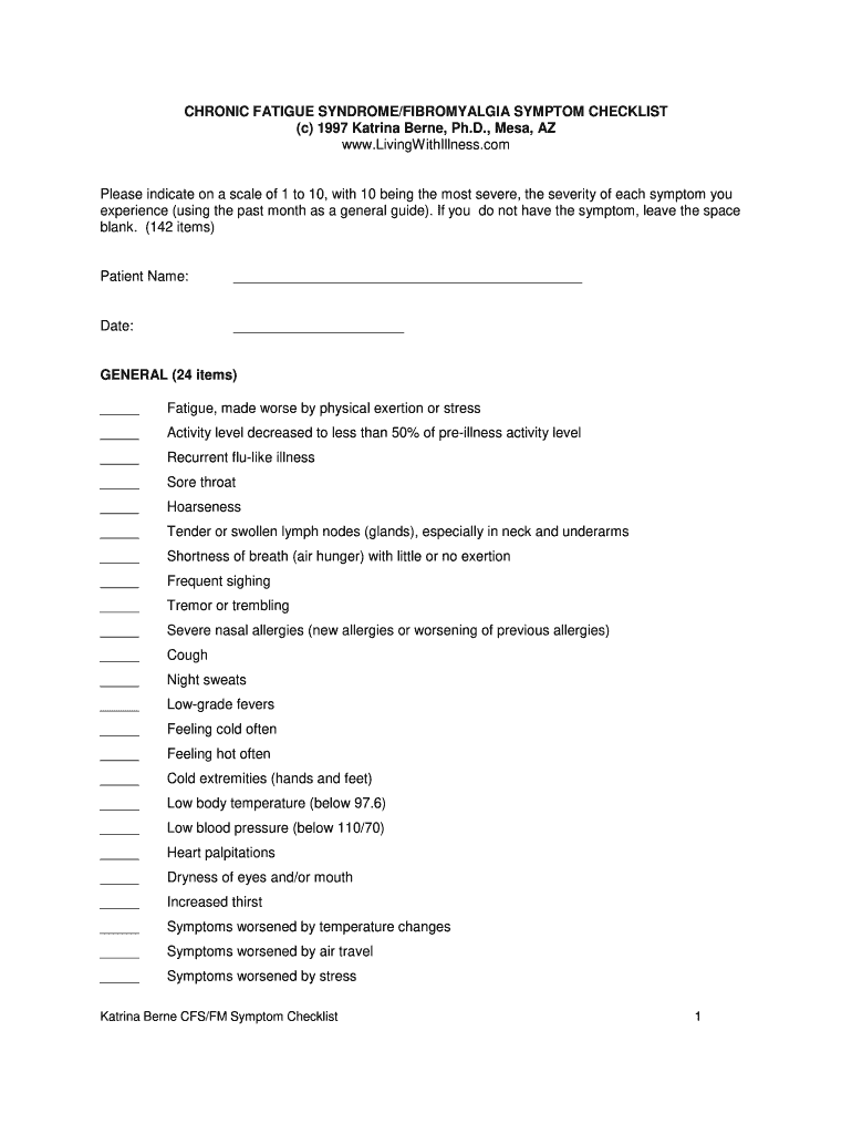 CHRONIC FATIGUE SYNDROMEFIBROMYALGIA SYMPTOM Bb Anapsid  Form