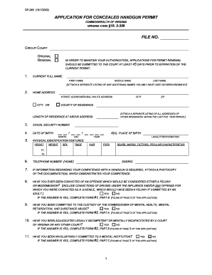 Spotsylvania County Concealed Carry Permit Renewal  Form