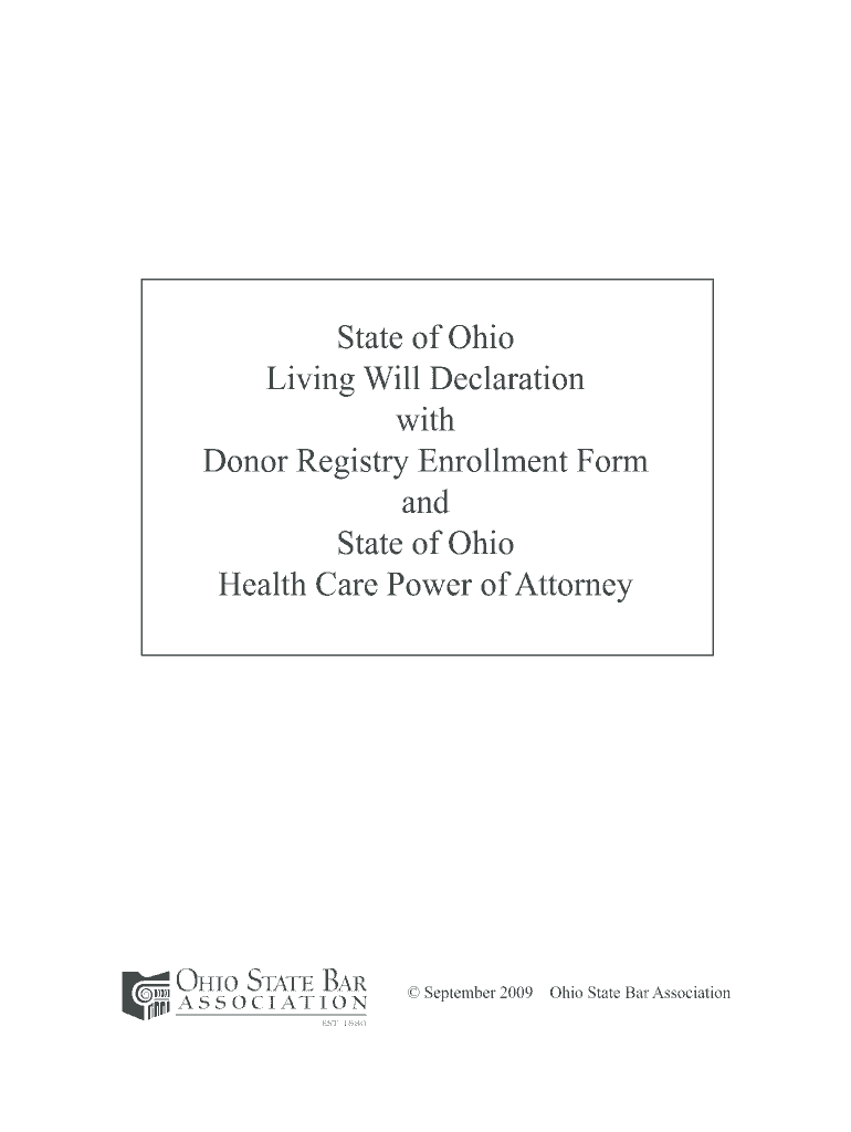 Get and Sign Advance Directives 09 Update Ohio State Bar Association Ohiobar  Form