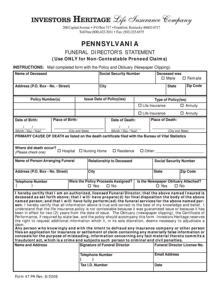 Get and Sign 47 Form Pa 2006-2022