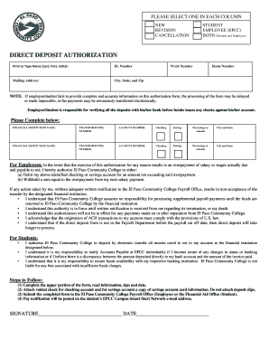 Epcc Direct Deposit  Form