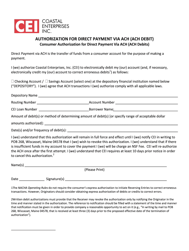 Basic Ach Form