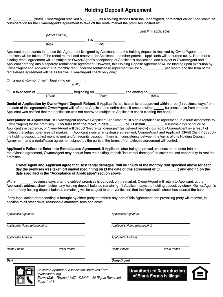 Holding Deposit  Form