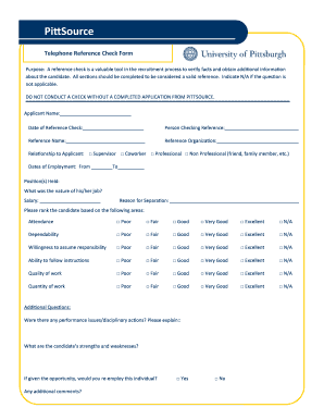 Reference Check Form Filled Sample