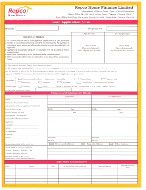 Repco Home Finance Application Form