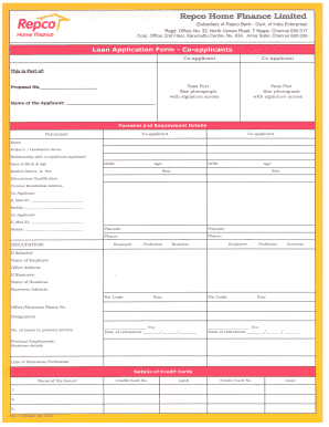 Download RHFLl CoApplicant Form Repco Home Finance