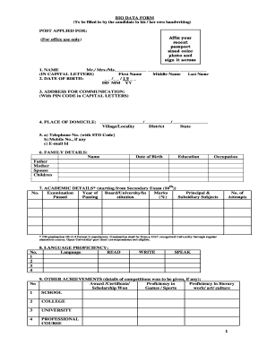 BIO DATA FORM Repco Home Finance