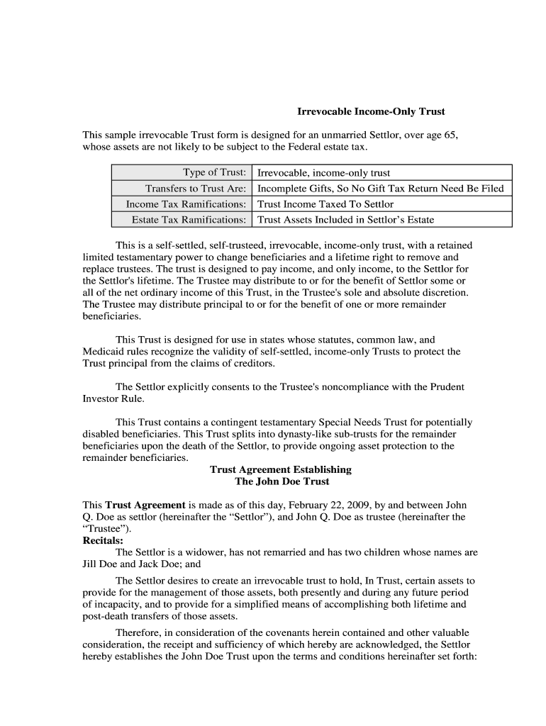 Irrevocable Living Trust Form California