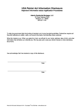  Patriot Act Information Form 2004-2024
