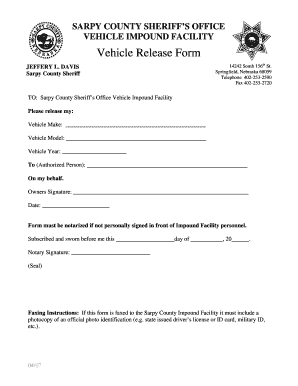 Sarpy County Impound Lot  Form