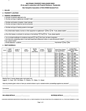 MULTIFAMILY PROPERTY DISCLOSURE RIDER to Be Used in Bb  Form