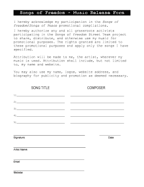 Music Release Form for Film