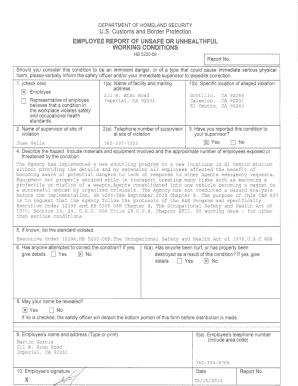 CBP Form 507 Report of Unsafe Working NBPC Local 2554 Nbpc2554