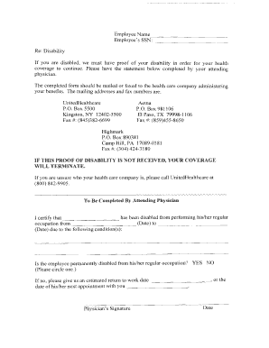 Proof of Disability Letter  Form